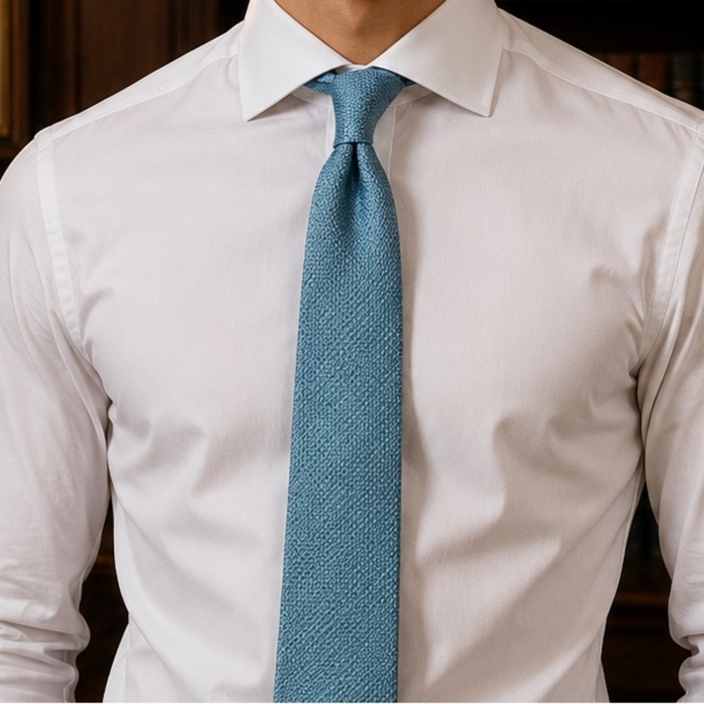 Kiton Sky Blue Textured Silk Tie
